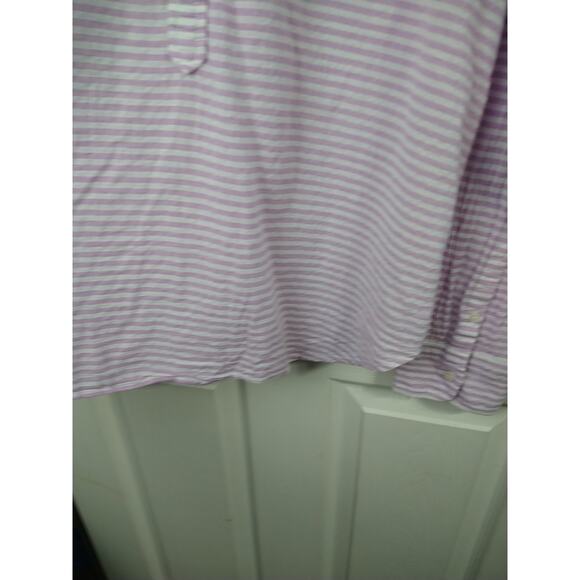 J Crew Woman L Shirt Collared 1/2 Button Long Sleeve Purple White Striped... - Picture 5 of 9